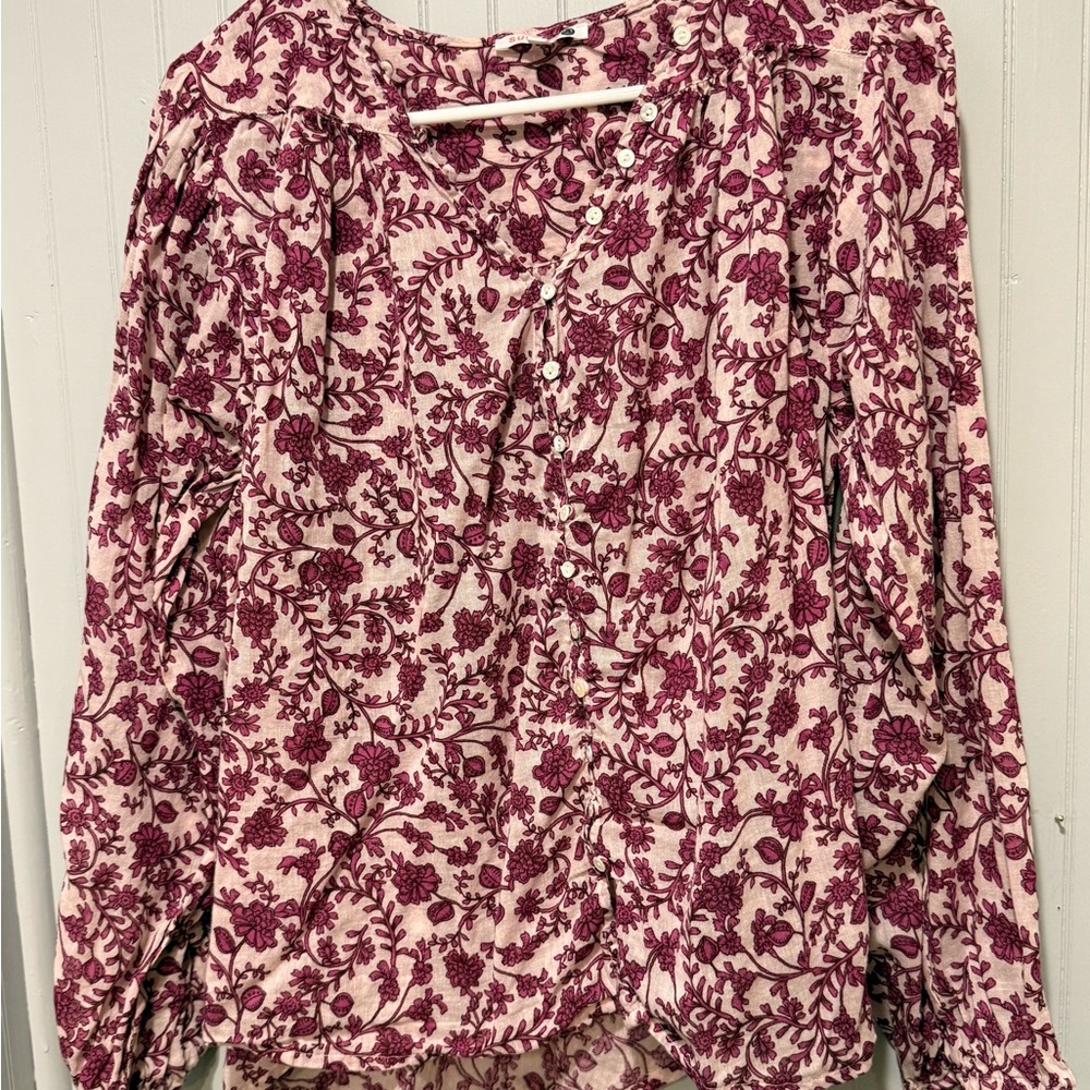 Sundry Pink Ruffled Tie‎ Front Blouse